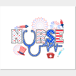 4th Of July Nursing For Women Stethoscope Nurse Graduation Posters and Art